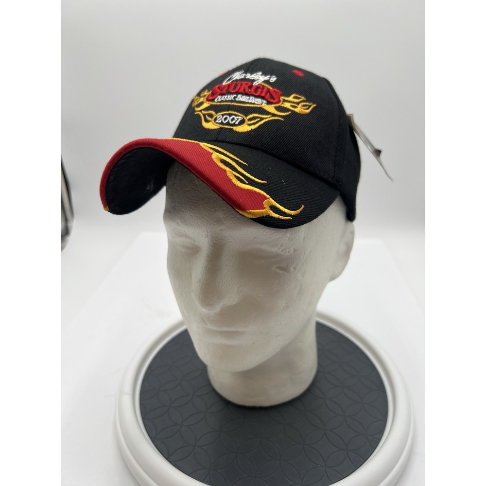 2007 Sturgis Classic Bike Rally Embroidered Flame Hat Cap Black NWT OSFM
